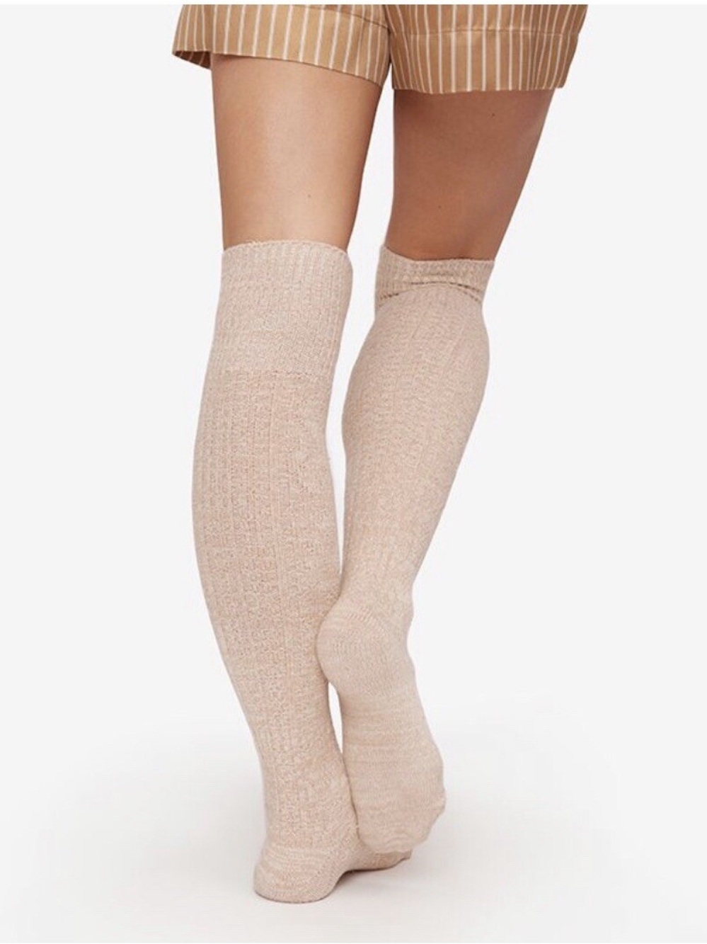 Pudus Sweater Socks Over the Knee Shoe Size 6-10 Cozy Cabin Beige